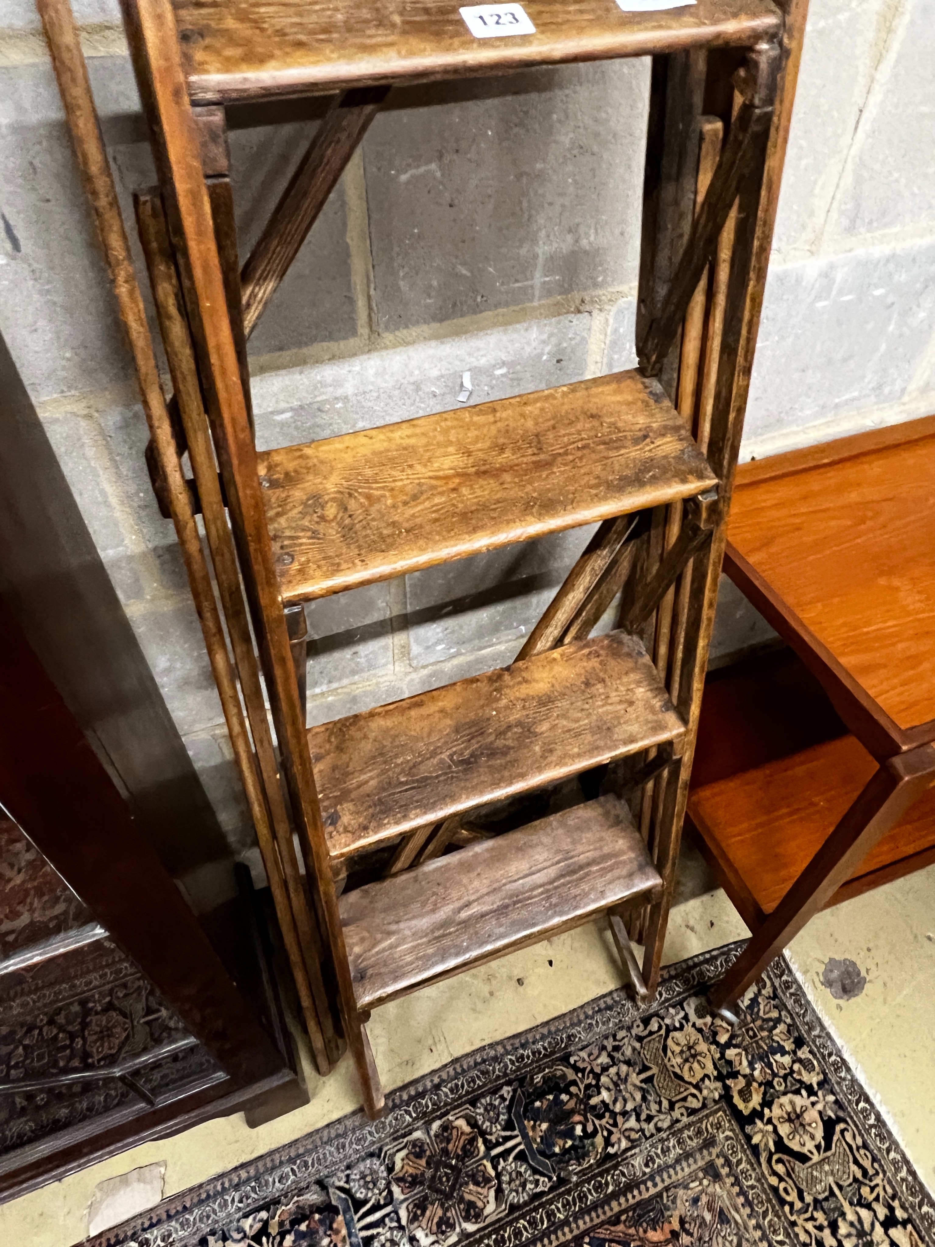 A vintage pine Hatherley step ladder, height 178cm